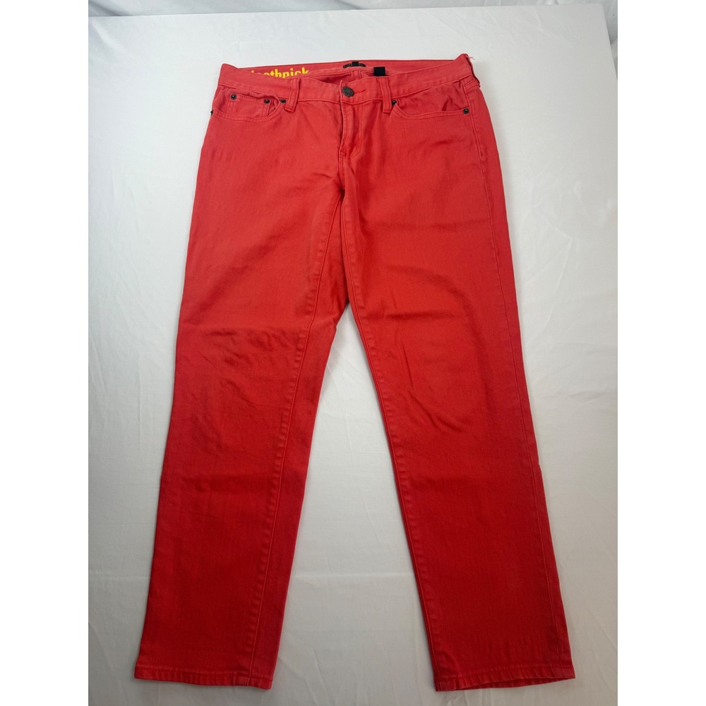 J.Crew Size 12 Toothpick Coral Red Stretch Skinny Jeans Ankle Crop #mc